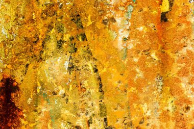 Arka plan beton duvar, yıpranma izleri yıpranmış duvar hasarlı eski boya. Boyalı beton yüzeyde eski boya kalıntıları var. Pis beton yüzey. 