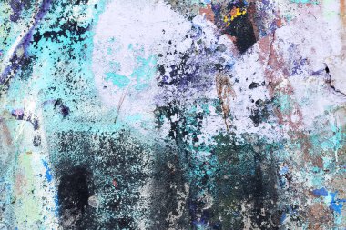 Arka plan beton duvar, yıpranma izleri yıpranmış duvar hasarlı eski boya. Boyalı beton yüzeyde eski boya kalıntıları var. Pis beton yüzey.