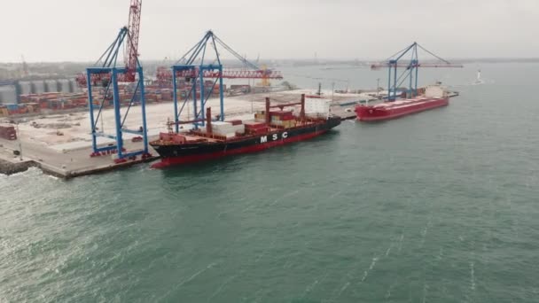 Odessa Ukraina Mei 2019 Logistik Pelabuhan Industri Komersial Laut Pemandangan — Stok Video