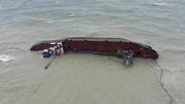 Odessa Ucrânia Novembro 2019 Naufrágio Navio Delfi Durante Tempestade Nave — Vídeo de Stock