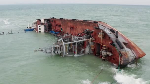 Odessa Ukraine November 2019 Shipwreck Delfi Ship Storm Ship Threw — Stock Video