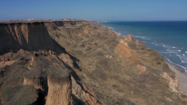 Zona Deslizamiento Orilla Arruinada Playa Lugar Peligro Parte Costa Costa — Vídeo de stock