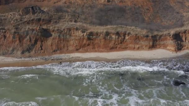 Zona Deslizamento Terra Arruinada Praia Ponto Perigo Parte Costa Costa — Vídeo de Stock