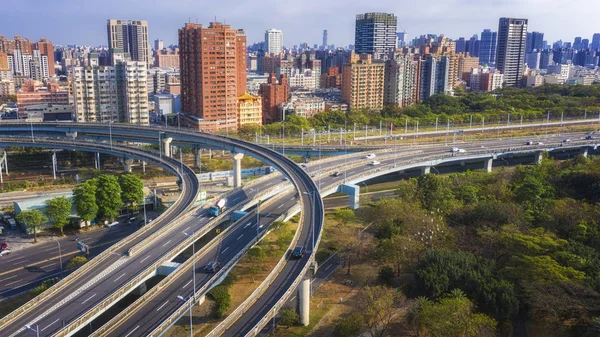 Aerial view of highway in Asia