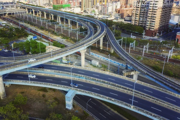 Aerial view of highway in Asia