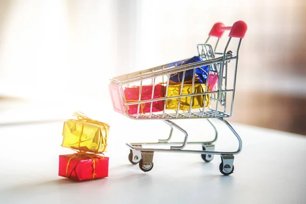 Shopping cart model on white background