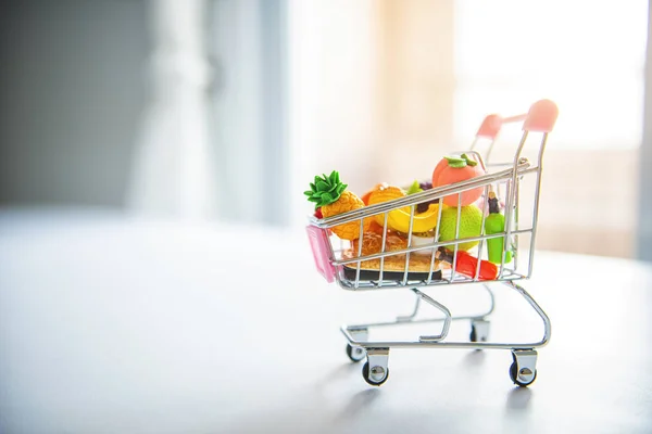 Shopping cart model on white background