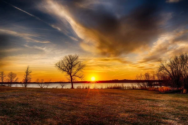 Sunset Lake Oklahoma — Stock Photo, Image