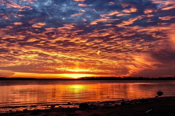 Solnedgång Vid Sjö Oklahoma — Stockfoto