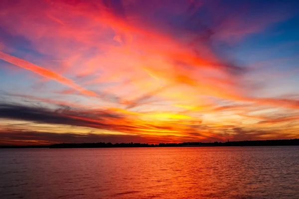 Colorful Sunset Lake Oklahoma — Stock Photo, Image