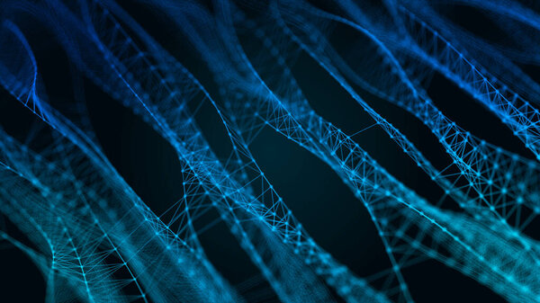 Молекулярный фон с ДНК. 3D рендеринг. Футуристическая концепция пользовательского интерфейса sci-fi с точками и линиями. Большие данные.