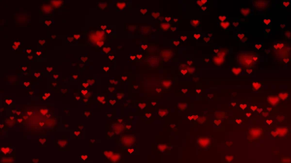 Modèle de Saint Valentin. Dispersion cardiaque volant sur fond sombre. Symboles d'humeur romantique. Illustration 3D — Photo