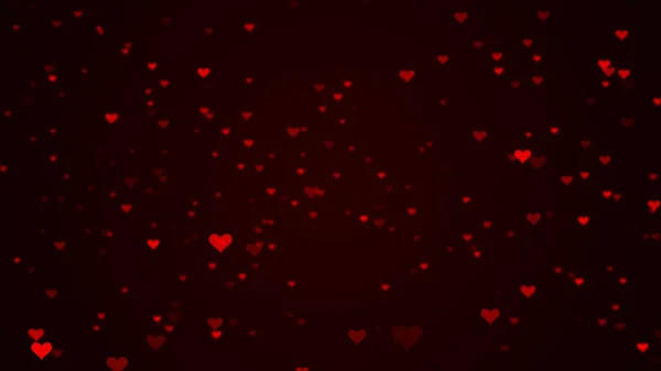 Valentine day pattern. Heart scatter flying on dark background. Romantic mood symbols. 3D illustration — Stock Photo, Image