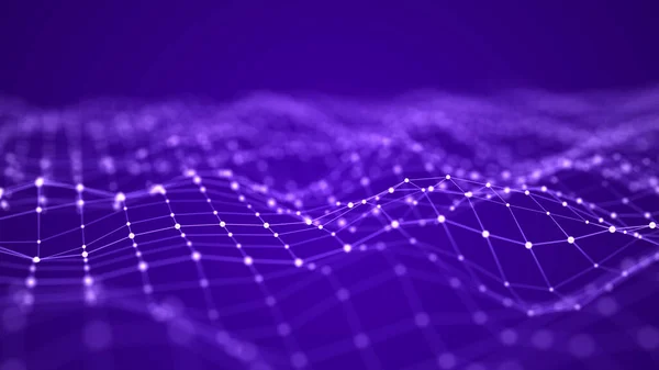 Abstract composition with connecting dots and lines. Purple background. Plexus effect. Big data. 3D rendering