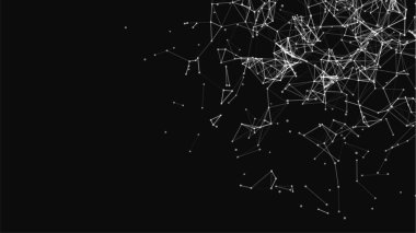 Arkaplanda noktaları, çizgileri ve üçgenleri birleştiren soyut bir kompozisyon. Pleksus etkisi.