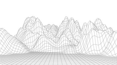 Tel çerçeve çokgen arazi tasarımı. Fütürist 3D haritacılık. EPS 10