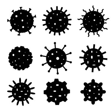 Vektör bakteri, mikrop ve virüs seti. Coronavirus. İnsan virüsü. Vektör simgeleri