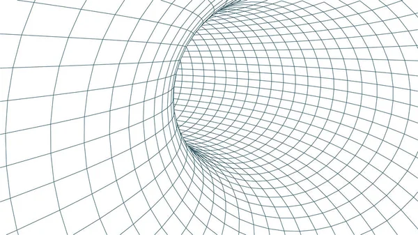 Textura cuadrícula. Túnel de superficie Wireframe. 3d rejilla en el fondo. Agujero de vectores — Archivo Imágenes Vectoriales