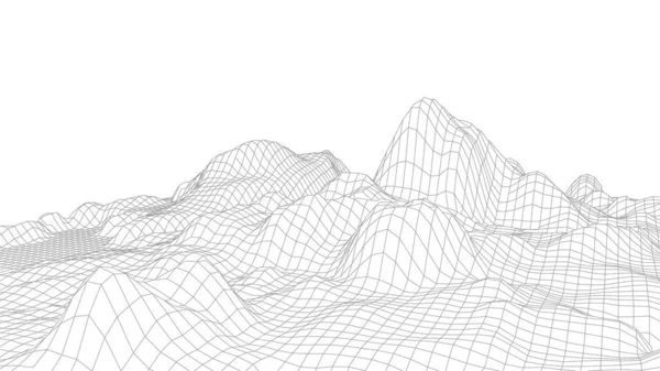 Diseño de paisaje de polígono de terreno Wireframe. Cartografía futurista en 3D. EPS 10 — Archivo Imágenes Vectoriales