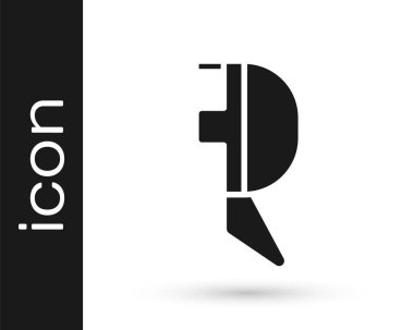 Beyaz arka planda gri eskrim maskesi simgesi izole edildi. Geleneksel spor savunması. Vektör İllüstrasyonu