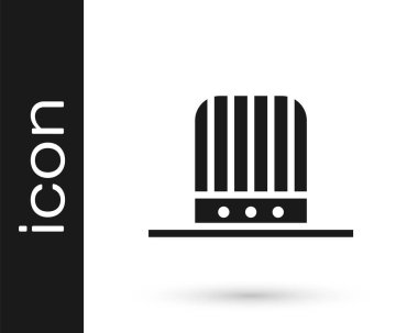 Beyaz arka planda izole edilmiş gri vatansever Amerikan silindir şapka ikonu. Sam Amca şapkası. Amerikan Şapka Bağımsızlık Günü. Vektör İllüstrasyonu