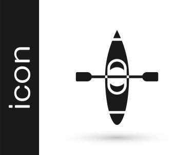 Beyaz arka plan üzerinde izole Grey kayağı ve raket simgesi. Kayık ve Kano balıkçılık ve turizm için. Açık hava etkinlikleri. Vektör çizim