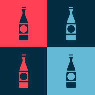 Pop Art Bira Şişesi ikonu renk arkaplanında izole edilmiş. Vektör İllüstrasyonu