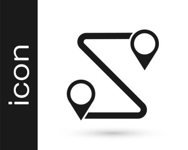 Gri Yol konum simgesi beyaz arkaplanda izole edildi. Harita işaretçisi işareti. Yol ya da yol kavramı. GPS navigatörü. Vektör İllüstrasyonu