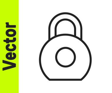 Siyah çizgi Kettlebell simgesi beyaz arkaplanda izole edildi. Spor malzemeleri. Vektör İllüstrasyonu