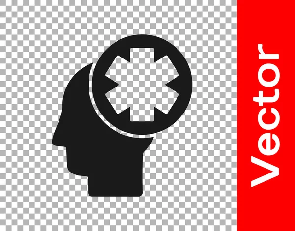 Черная Мужская Голова Больничной Иконой Прозрачном Фоне Голова Психическим Здоровьем — стоковый вектор