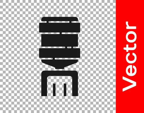 オフィスやホームアイコンのためのブラックウォータークーラーは 透明な背景に隔離されました 給水器 ボトルオフィス プラスチックと液体 ベクターイラスト — ストックベクタ
