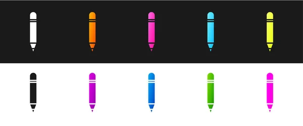 Set Crayon Avec Icône Gomme Isolée Sur Fond Noir Blanc — Image vectorielle