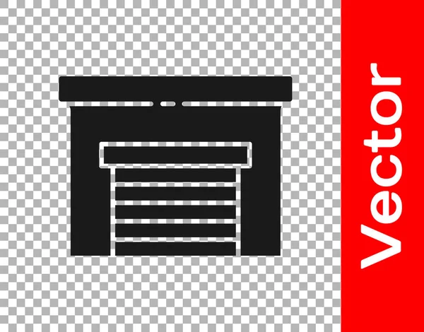 Schwarze Garage Symbol Isoliert Auf Transparentem Hintergrund Vektorillustration — Stockvektor