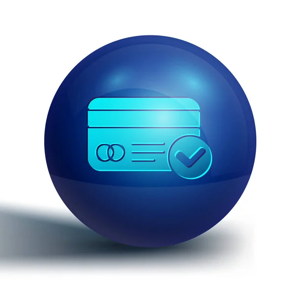 Blå Kreditkort Ikon Isolerad Vit Bakgrund Betalning Online Kontantuttag Finansiella — Stock vektor