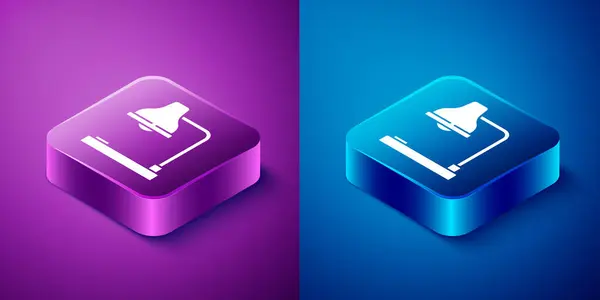 Isometric Table Lamp Icon Isolated Blue Purple Background Table Office — Stock Vector