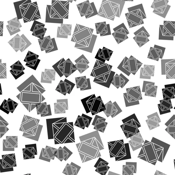 Schwarz Gefaltetes Kartensymbol Isoliert Nahtloses Muster Auf Weißem Hintergrund Vektorillustration — Stockvektor