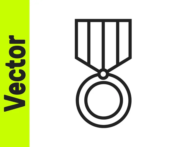 Значок Медали Черная Линия Выделен Белом Фоне Знак Достижения Победителя — стоковый вектор