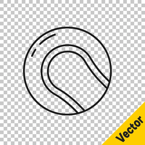 Black Line Baseball Ball Icon Isolated Transparent Background Vector Illustration — Stock Vector