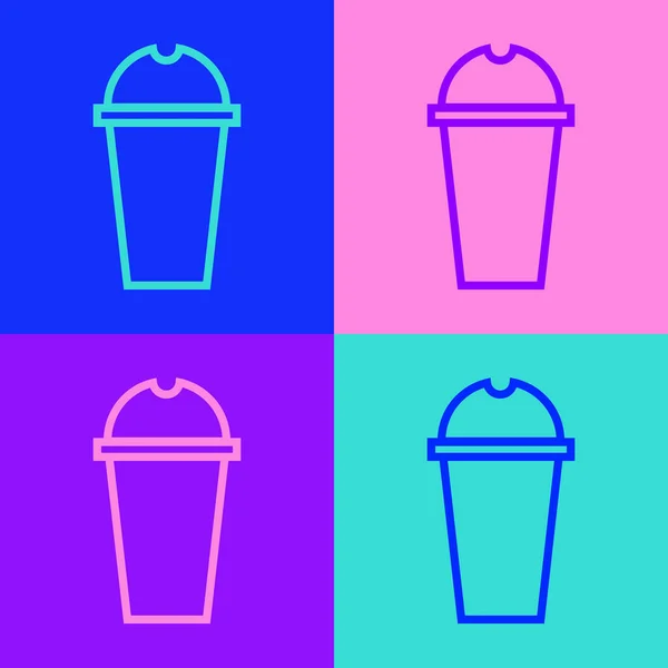 Pop Art Linka Milkshake Ikona Izolované Barevném Pozadí Plastový Kelímek — Stockový vektor