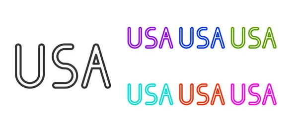 Icono Etiqueta Black Line Usa Aislado Sobre Fondo Blanco Estados — Vector de stock