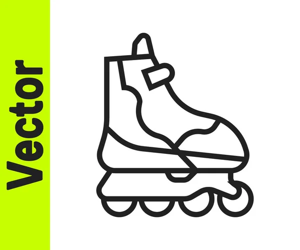 Ícone Patins Linha Preta Isolado Fundo Branco Ilustração Vetorial — Vetor de Stock