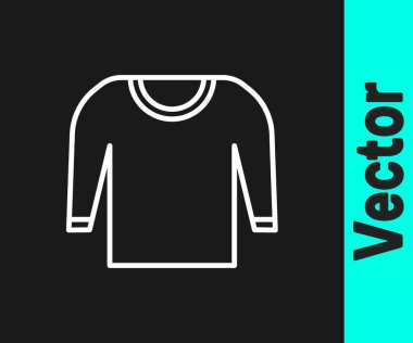 Siyah arkaplanda beyaz çizgi süveter simgesi izole edildi. Kazak ikonu. Vektör İllüstrasyonu