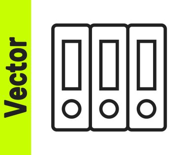 Beyaz arkaplanda siyah çizgi ofis dosyaları ve belge simgesi izole edildi. Ofis dosyaları. Dosya arşivleme işareti. Vektör İllüstrasyonu