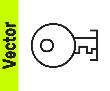 Beyaz arkaplanda siyah çizgi anahtar simgesi izole edildi. Vektör İllüstrasyonu