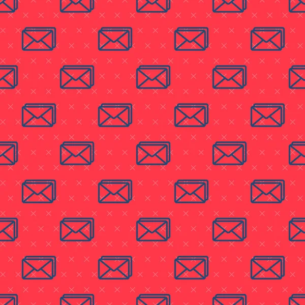 蓝线信封图标在红色背景上隔离无缝图案 电子邮件信件符号 病媒图解 — 图库矢量图片
