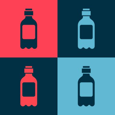 Renkli arka planda izole edilmiş bir şişe su ikonu. Soda su içme tabelası. Vektör İllüstrasyonu