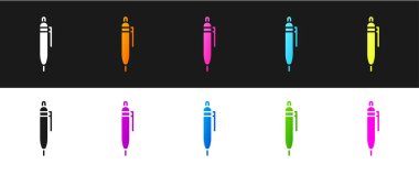 Kalem simgesini siyah beyaz arkaplanda izole et. Vektör İllüstrasyonu