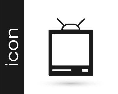 Gri Retro TV simgesi beyaz arkaplanda izole edildi. Televizyon tabelası. Vektör İllüstrasyonu