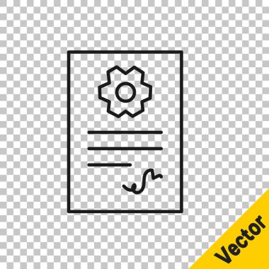 Siyah çizgi oto servis kontrol simgesi şeffaf arkaplanda izole edildi. Araba servisi. Vektör İllüstrasyonu