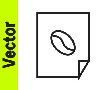 Siyah çizgi kahve afiş simgesi beyaz arka planda izole. Vektör İllüstrasyonu